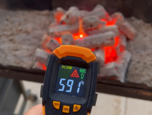 Thermal scan showing OliveHeat briquettes burning efficiently